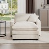 Corduroy Single Chair Sofa with Footstool and Pillow, Deep Seat Lounge Chair for Living Room, Bedroom, Club - 2 of 4