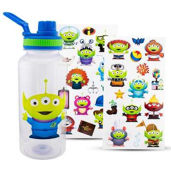 Silver Buffalo Disney Pixar Toy Story Alien 32-Ounce Twist Spout Water Bottle and Sticker Set