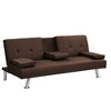 Sofa Bed with Armrest, Wood Frame, Two Holders, Stainless Steel Legs - 3 of 4