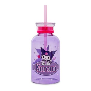 Silver Buffalo Sanrio Kuromi Hearts Glass Milk Bottle With Straw | Holds 15 Ounces - 1 of 4