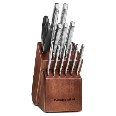 KitchenAid 14pc Stainless Steel Knife Block Set Maple