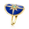 Ross-Simons Blue Enamel, Turquoise and 0.20 ct. t.w. White Zircon North Star Ring in 18kt Gold Over Sterling - 3 of 4