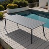 Crestlive Products Outdoor Dining Table Patio Dining Table with Wooden-Like Top and Aluminum Frame, Rectangular Table with Umbrella Hole - 2 of 4