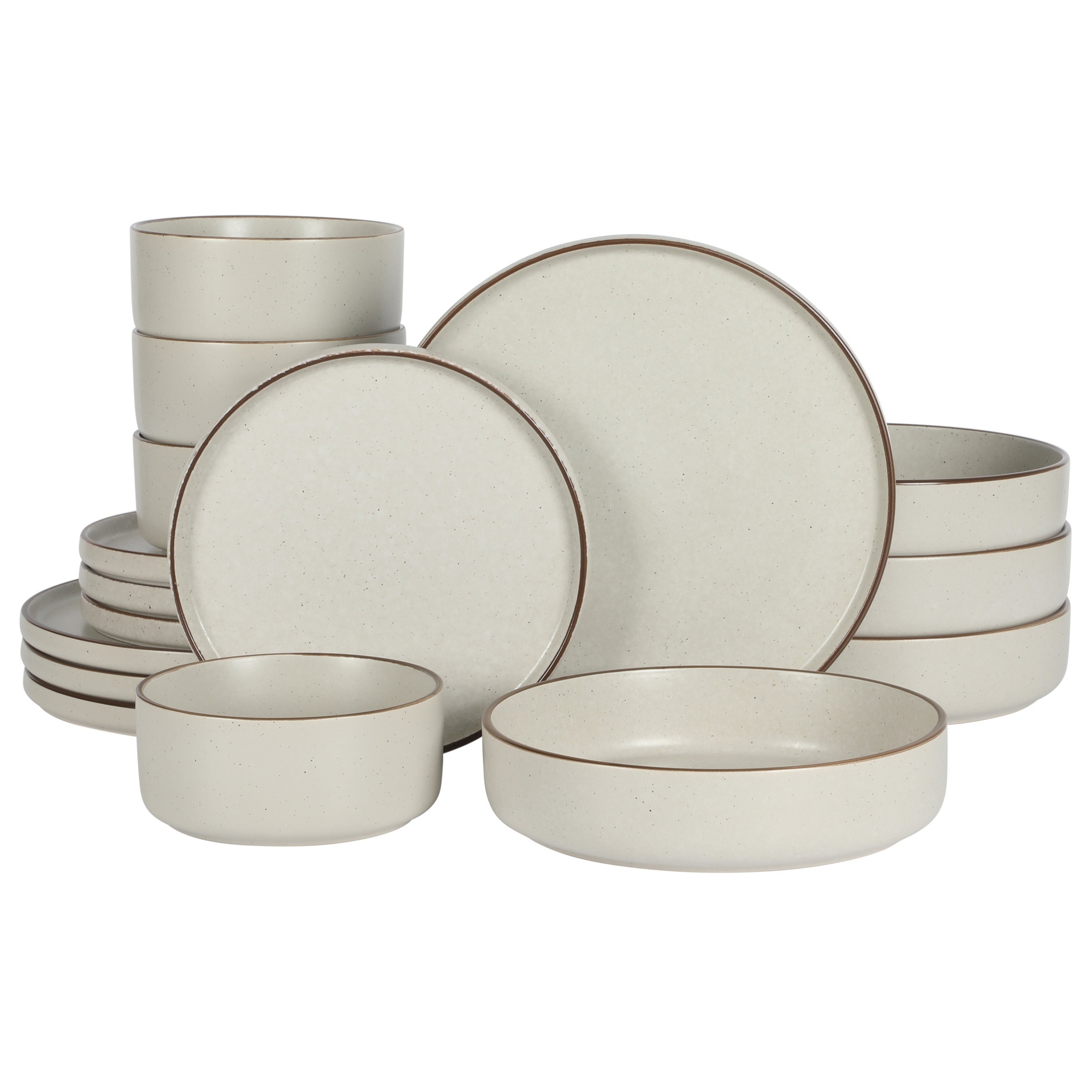 Gibson Elite Gelston Stoneware Matte Reactive Glaze 16 Piece (Service for 4) Plates and Bowl Dinnerware Set Cream