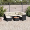 vidaXL 8 Piece Patio Sofa Set with Cushions Black Poly Rattan - Black and Cream 3x Middle 3x Corner Footrest Table - 2 of 4