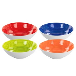 Hometrends Crenshaw 4 Piece 7.25 Inch Round Ceramic Bowl Set in Assorted Colors - 1 of 4