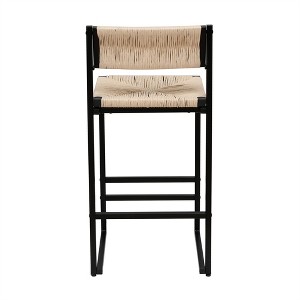 OUTSUPPLY 2 Pcs Bar Stools, Height Handwoven Stools with Footrest, Metal Frame for Kitchen Island, Dining Room, Cafe - 1 of 4