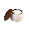 Kumasinova Velvet Round Ottoman Set with Square Footstool,Coffee Table with Reversible Wood Grain Lid and Storage for Living Room,Bedroom - 3 of 4