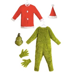 HalloweenCostumes.com XX Large   Dr. Seuss The Grinch Santa Deluxe Costume with Mask X, Red/White/Green - 1 of 4