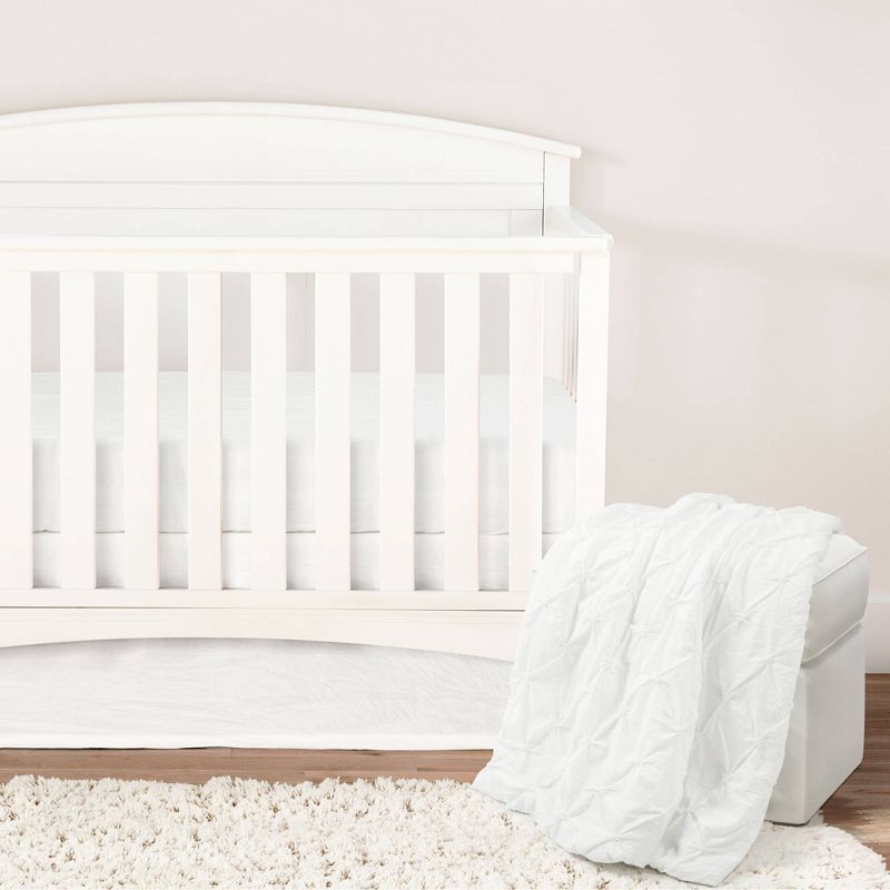 Lush D&#233;cor Crib Bedding Set Ravello Pintuck Embellished Soft Baby/Toddler - White - 3pc, 1 of 8