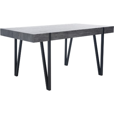 Alyssa Black Oak and Iron Mid-Century Modern Dining Table