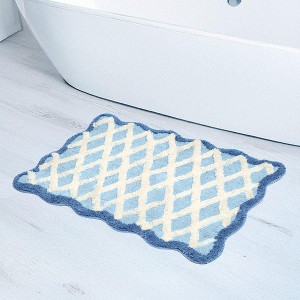 Folkulture Bathroom Rugs or Bath Mat | (20 x 30) Bathroom Rugs Non Slip Bath Mat for Home, Washable Blue Bathrooms Rug | Blue Bath Mats - 1 of 4