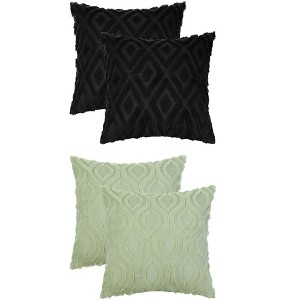 Unique Bargains Patterned Soft Shaggy Plush Faux Fur Throw Pillow Covers Set 4 Pcs - 1 of 4