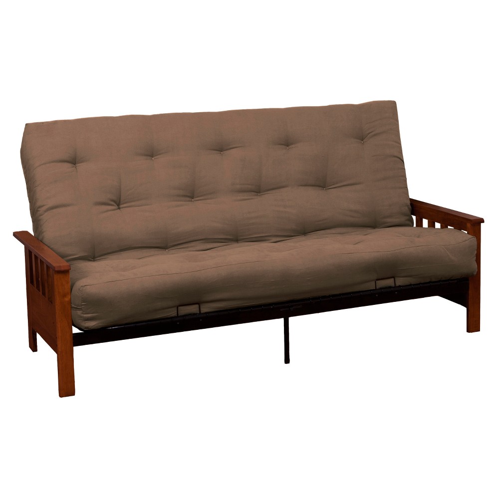 Mission 8 Inner Spring Futon Sofa Sleeper - Walnut Wood Finish - Epic Furnishings, Pecan
