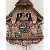 Quartz Cuckoo Clock – Decorative Cottage – 14-inch Height with Waterwheel and Bear – By River City Clocks - 2 of 4