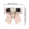 INSPIRE CHIC Women's Striped Rhinestone Bow Tie Fashion Faux Pearl Bow Tie Pin with Hanging Chain - 2 of 4