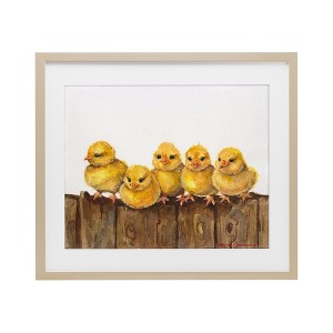 Stupell Industries Chicks on the Fence Framed Print Under Glass Art - 1 of 4