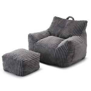 Lyngins Corduroy Bean Bag Sofas for Kids and Adults,Comfy Lazy Sofa Chairs with Armrests and Footstool for Living Room - 1 of 4