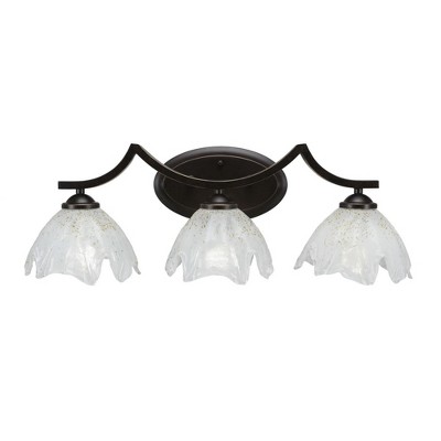 Toltec Lighting Zilo 3 - Light Vanity in  Dark Granite with 7" Gold Ice Shade