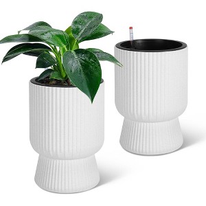 Tall Planters Set of 2, Large Planter , Flower Pots with Water Level Monitor, for Patio, Porch, Living Room, or Home Office - 1 of 4