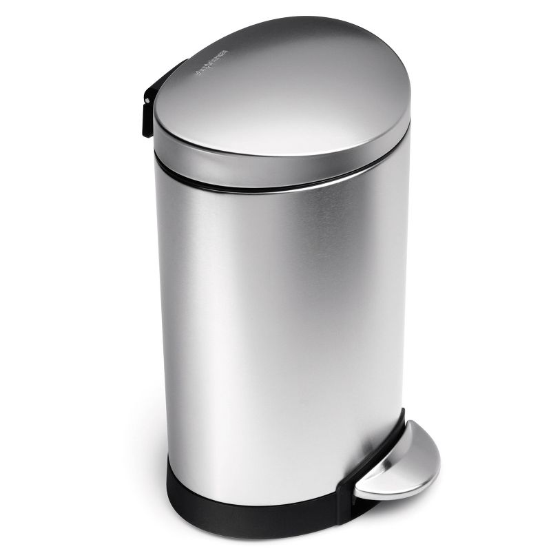 simplehuman 6L Stainless Steel Semi-Round Step Trash Can, 5 of 7