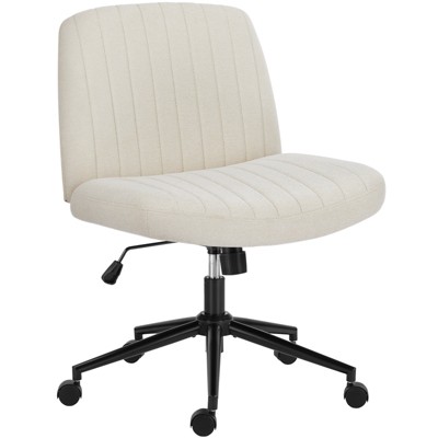 DOMETOUR Vanity Chair Armless Swivel Height Adjustable Wide Seat Fabric Padded Task Chair for Home Office