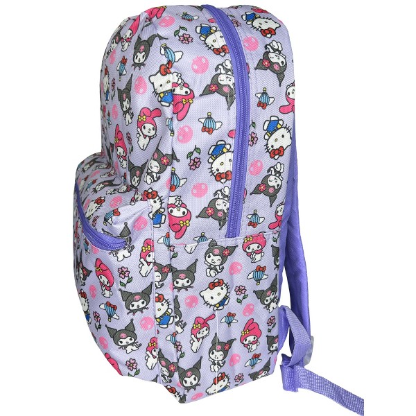 Mochila escolar Kuromi de nylon morada para niños de 16" 4