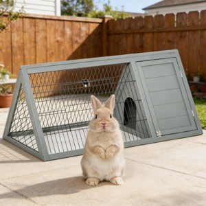 SEVOBAL Pet Crates and Houses A-Frame Wooden Rabbit Hutch with Wire ...