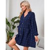 Maternity Swiss Dot Dress V Neck Long Sleeve Button Down Mini Dress Baby Shower Photoshoot with Pockets - 4 of 4