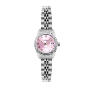 Peugeot Women's Silver-Tone 25mm Fluted Bezel Steel Bracelet Watch with Pink Dial - 1 of 4
