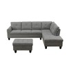 3-Piece L-Shaped Combination Sofa Set in Grey Linen for Living Room - 2 of 3