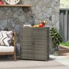 Outsunny Wicker Outdoor Storage Cabinet with Shelves, 2-Door Rattan Outdoor Pool Towel Storage Cabinet for Garden, Backyard, Porch - 2 of 4