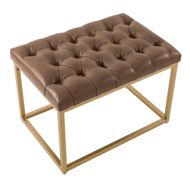 24" Button Tufted Metal Ottoman - WOVENBYRD, 3 of 11