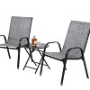 3 Piece Patio Seating Set with Folding Table and Outdoor Camping Chairs, Breathable Textilene for Balcony, Deck, Garden, or Small Spaces-The Pop Home - 2 of 4
