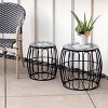 Alpine Corporation 2pc Metal and Mosaic Tile Indoor/Outdoor Planter Stands Black/Gray - 2 of 4