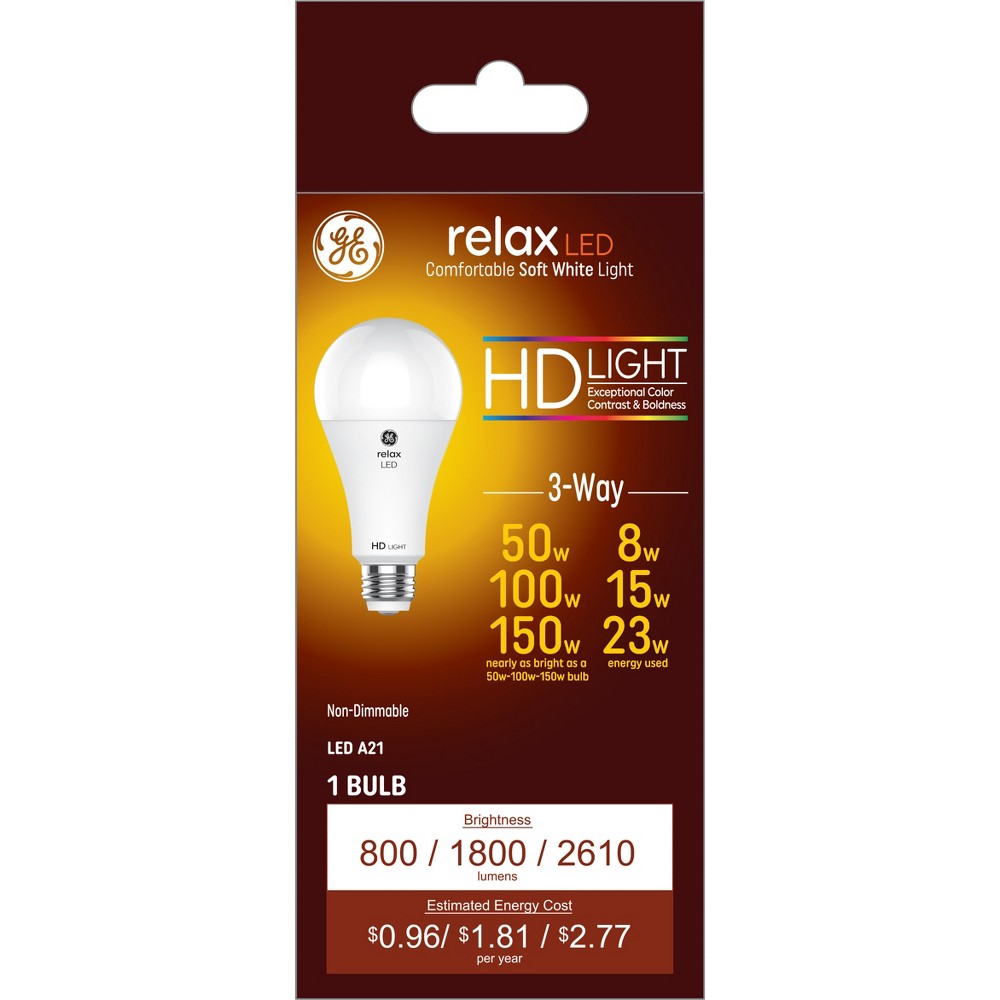 Photos - Light Bulb General Electric GE Relax A21 LED 3-Way  Soft White 