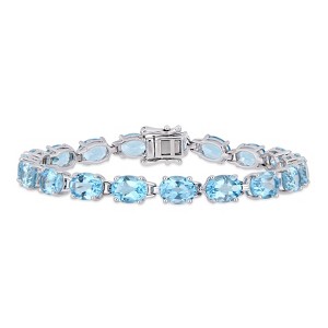 EVERLY JEWELRY | Sterling Silver 28 1/2 CT TGW Sky Blue Topaz Bracelet, 7.25-inch - 1 of 4