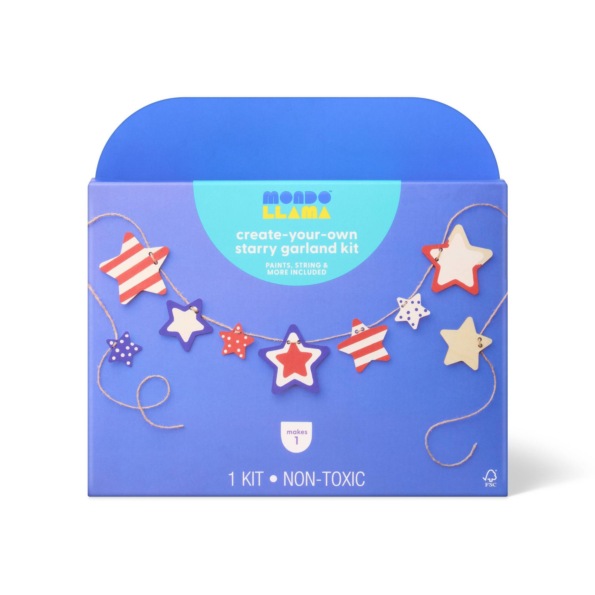4th of July USA Craft Wooden Stars Garland Painting Activity Kit - Mondo Llama™