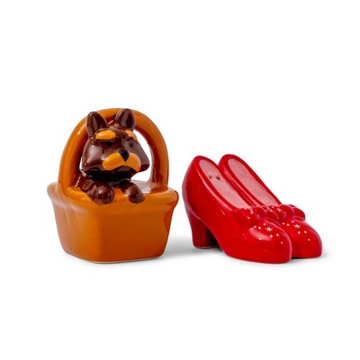 Silver Buffalo The Wizard Of Oz Ruby Slippers and Toto Ceramic Salt and Pepper Shaker Set
