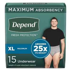 Depend Fit-Flex Incontinence Underwear for Men, Maximum Absorbency, XL, 15 Count - 1 of 4