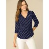 INSPIRE CHIC Women's Polka Dots 3/4 Sleeve Casual Button Front Shirt - 4 of 4