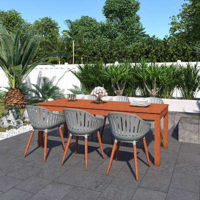 Colville 7pc Eucalyptus Wood Patio Dining Set with Rectangular Table - Amazonia