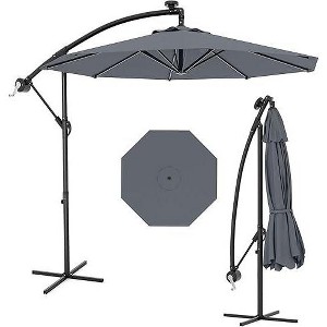 10 FT Hanging Cantilever Umbrella with 360 Degree Rotation, 8 Ribs Offset Patio Umbrella Cross Base Support Patio Umbrella with Easy Tilt Adjustment - 1 of 4
