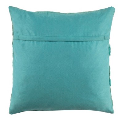 Teal and Gray Cowhide Chevron 20" Square Pillow