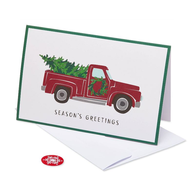 8ct Red Truck &#38; Christmas Tree Boxed Greeting Cards - American Greetings, 1 of 9