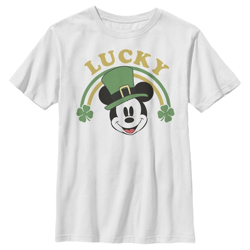 Boy's Disney Mickey Mouse Lucky Rainbow T-Shirt, 1 of 5