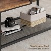 Coffee table, two-tiered rustic center table with grid shelf, industrial style living room table, cocktail table with adjustable feet - 4 of 4