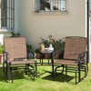 Tangkula Patio Double Rocking Chair Outdoor 2-Seat Swing Glider Chair W/ Center Table & Umbrella Hole Black/Brown/Turquoise - 2 of 4