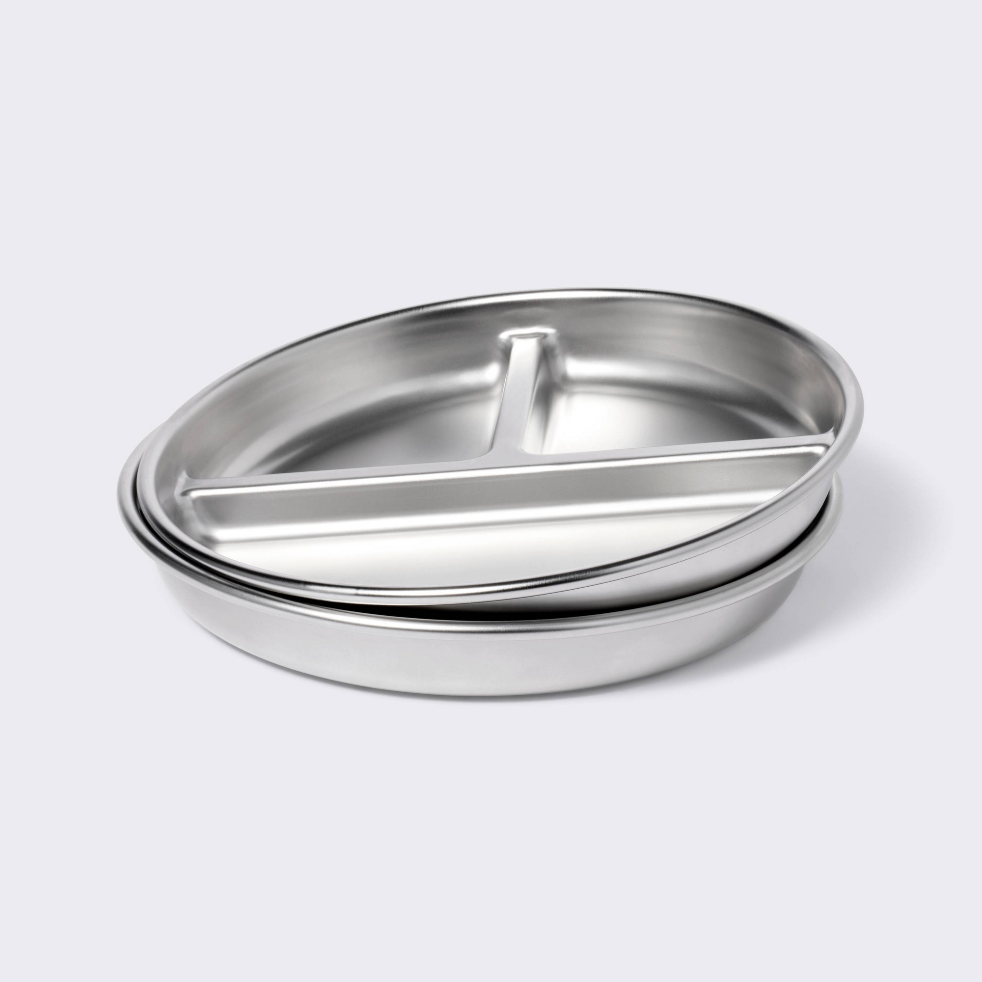Stainless Steel Divided Plates - 2pk - Silver - Cloud Island™