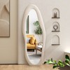 Beautyolove 24 in. W x 63 in. H Irregular Beige Flannel Wrapped Wood Framed Full Length Floor Mirror Wavy Full Body Mirror - 3 of 4